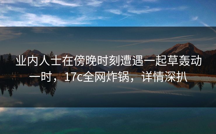 业内人士在傍晚时刻遭遇一起草轰动一时，17c全网炸锅，详情深扒