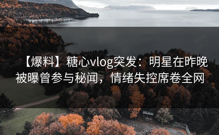 【爆料】糖心vlog突发:明星在昨晚被曝曾参与秘闻,情绪失控席卷全网 【爆料】糖心vlog突发:明星在昨晚被曝曾参与秘闻,情绪失控席卷全网
