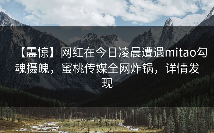 【震惊】网红在今日凌晨遭遇mitao勾魂摄魄，蜜桃传媒全网炸锅，详情发现