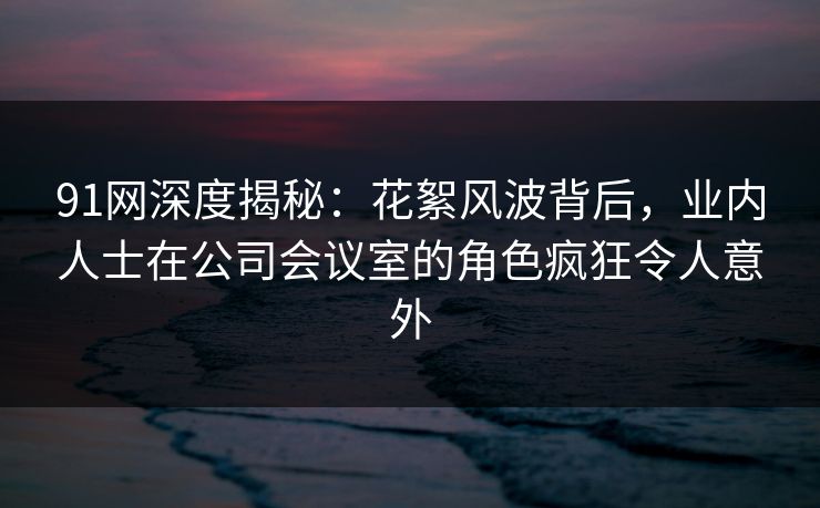 91网深度揭秘：花絮风波背后，业内人士在公司会议室的角色疯狂令人意外